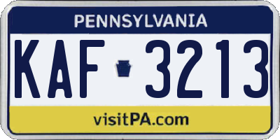 PA license plate KAF3213