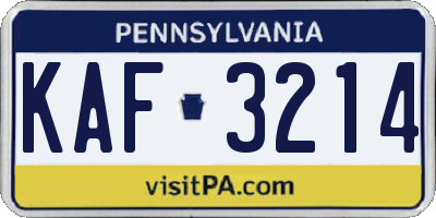 PA license plate KAF3214