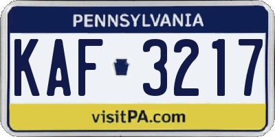 PA license plate KAF3217