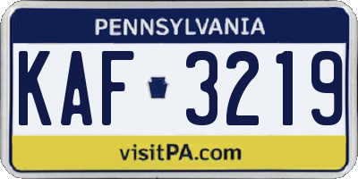 PA license plate KAF3219