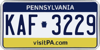 PA license plate KAF3229