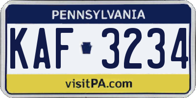 PA license plate KAF3234