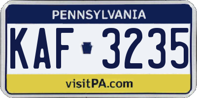 PA license plate KAF3235
