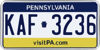 PA license plate KAF3236