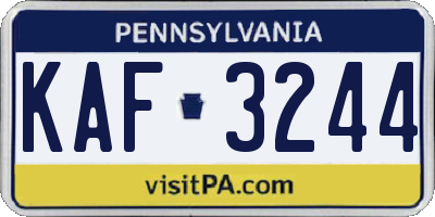 PA license plate KAF3244