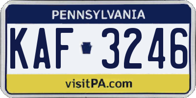 PA license plate KAF3246