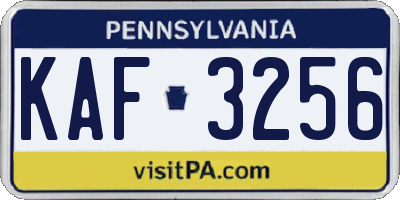 PA license plate KAF3256
