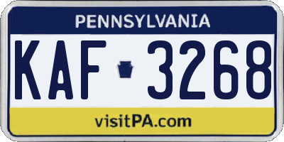 PA license plate KAF3268