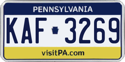 PA license plate KAF3269