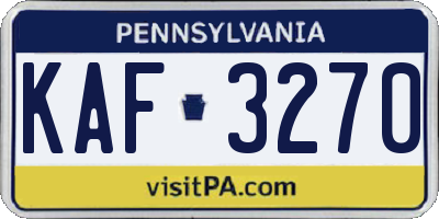 PA license plate KAF3270