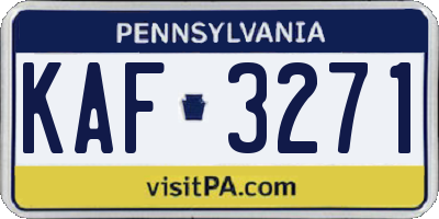 PA license plate KAF3271
