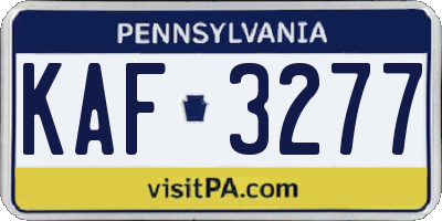 PA license plate KAF3277
