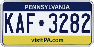PA license plate KAF3282