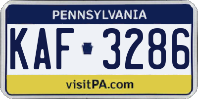 PA license plate KAF3286