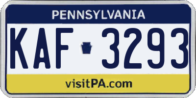 PA license plate KAF3293
