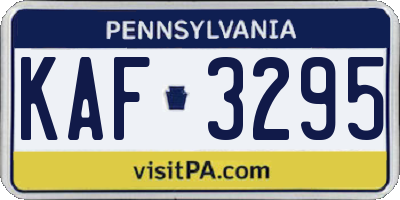 PA license plate KAF3295