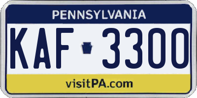 PA license plate KAF3300