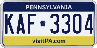 PA license plate KAF3304