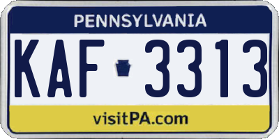 PA license plate KAF3313