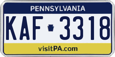 PA license plate KAF3318