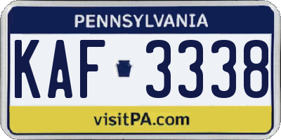 PA license plate KAF3338