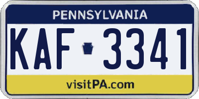 PA license plate KAF3341