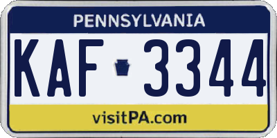 PA license plate KAF3344