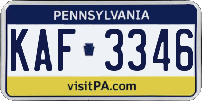 PA license plate KAF3346