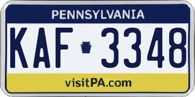 PA license plate KAF3348