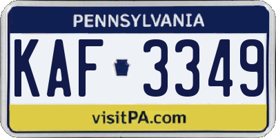PA license plate KAF3349