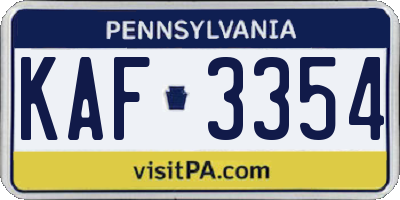 PA license plate KAF3354