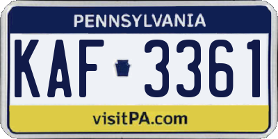 PA license plate KAF3361