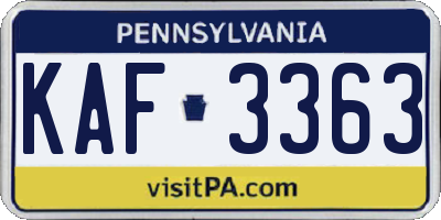 PA license plate KAF3363
