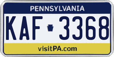 PA license plate KAF3368