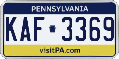 PA license plate KAF3369