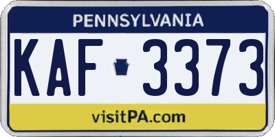 PA license plate KAF3373