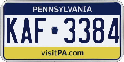PA license plate KAF3384