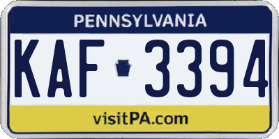 PA license plate KAF3394