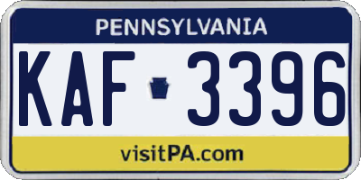 PA license plate KAF3396