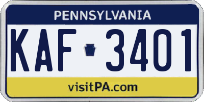 PA license plate KAF3401