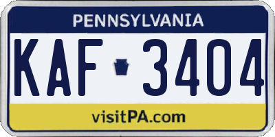 PA license plate KAF3404