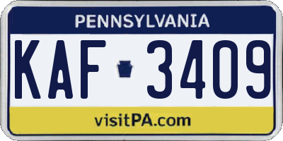 PA license plate KAF3409