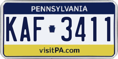 PA license plate KAF3411