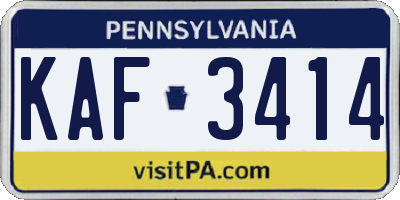 PA license plate KAF3414
