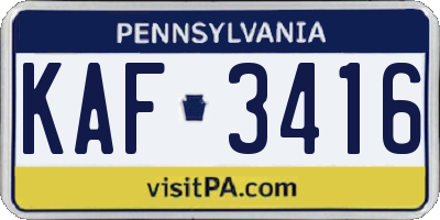 PA license plate KAF3416