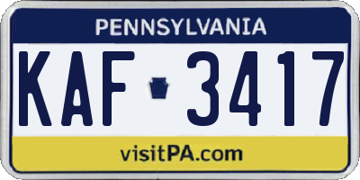 PA license plate KAF3417