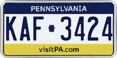 PA license plate KAF3424