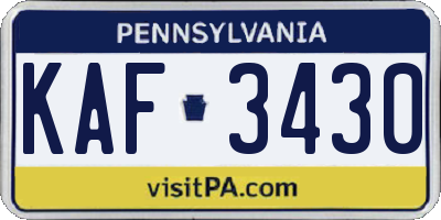 PA license plate KAF3430