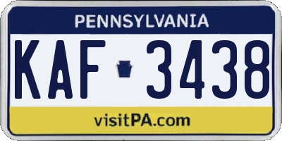 PA license plate KAF3438