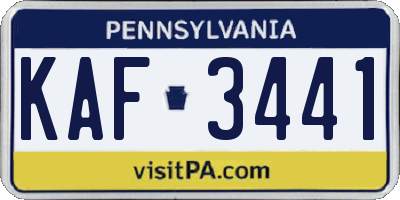 PA license plate KAF3441